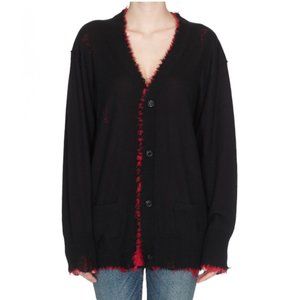 R13 Distressed Reversible 100% Cashmere Cardigan